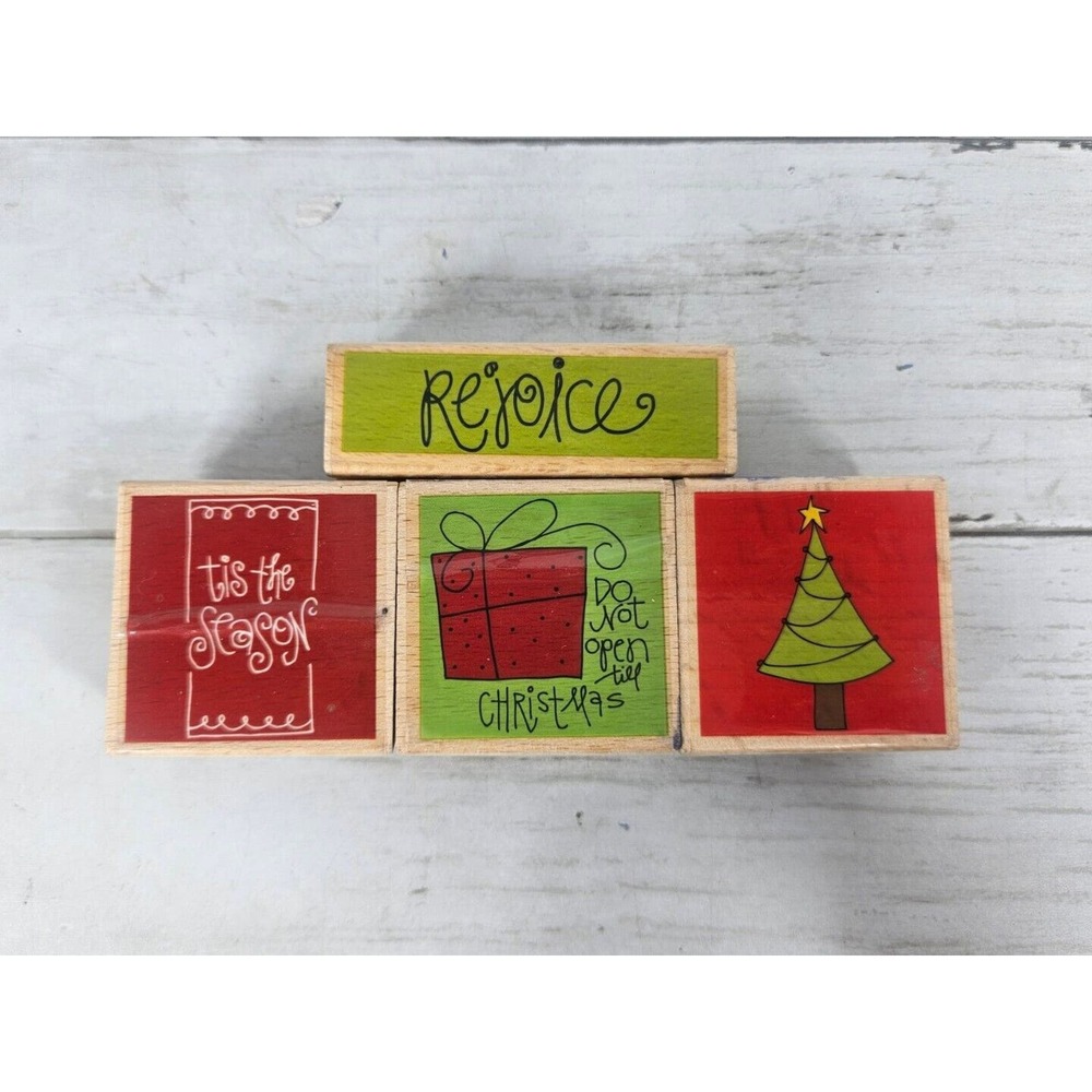 Lot of 4 Studio G Holiday Rubber Stamps Christmas Kolette Hall Gift rejoice